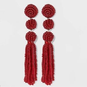 Sugarfix Baublebar Pearlescent Beaded Orbs Tassel Earrings NWT